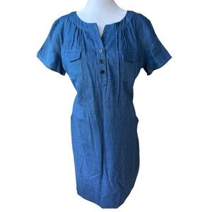 Lindy Bop Blue Denim Chambray Cap Sleeve Midi Dress Size 2XL NWT